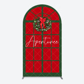 Aperturee - Aperturee Red Green Wreath Door Christmas Vibe Arch Backdrop